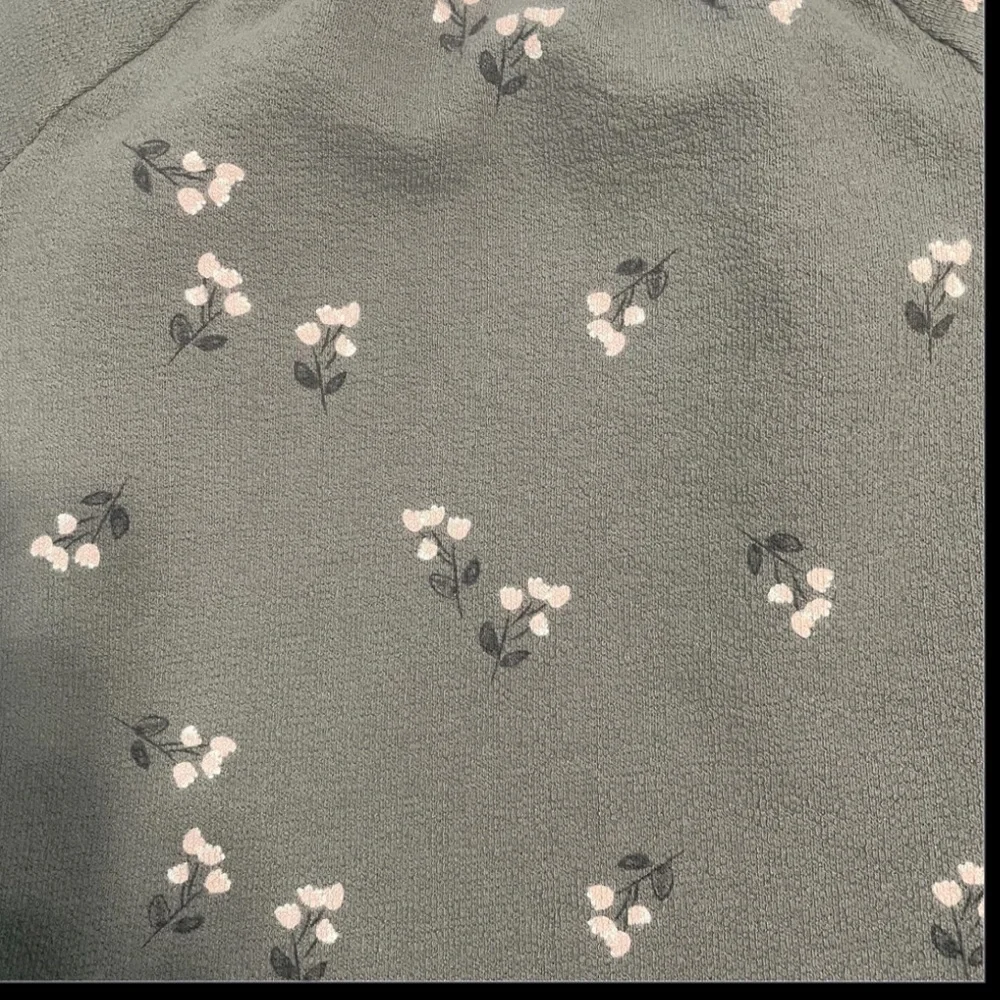 Gray Long Sleeve Sweatshirt Dress with Pink Floral Pattern